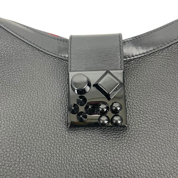 Christian Louboutin Carasky Small Empire Stud Leather Shoulder Bag Black - Picture 9 of 16